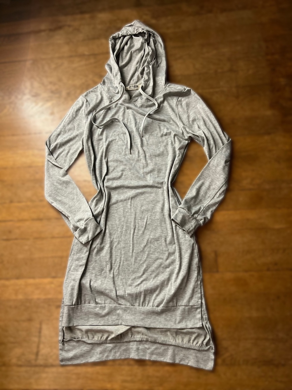 Light Gray Hooded Long-Sleeve Knit Dress